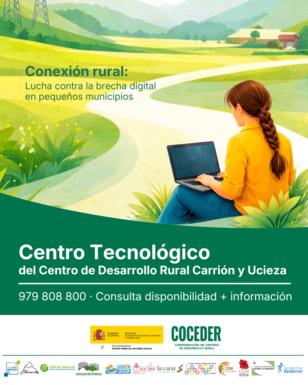 💻🌾 ¡Abrimos Centro Tecnológico en Monzón de Campos!
 
En el Centro de Desarrollo Rural Carrión y Ucieza seguimos trabajando para acercar la tecnología al medio rural. Por eso, abrimos este espacio digital pensado para toda la comunidad.
📍 Un lugar donde podrás:
✔️ Acceder a internet
✔️ Utilizar ordenadores
✔️ Resolver gestiones digitales
✔️ Mejorar tus competencias digitales
 
Este espacio nace dentro del programa Conexión Rural, desarrollado por @coceder_rural  junto a 12 CDR y financiado por el Ministerio de Derechos Sociales, Consumo y Agenda 2030 @msocialgob , dentro de los programas de interés social, con cargo a la asignación tributaria del 0’7% del IRPF @xsolidaria 

El objetivo es reducir la brecha digital y mejorar la inclusión tecnológica en nuestros pueblos.

Porque vivir en el medio rural también significa tener acceso a las mismas oportunidades digitales. 🌍✨
 
📍 Ven a visitarnos en Monzón de Campos y descubre este nuevo espacio para aprender, conectarte y avanzar digitalmente.