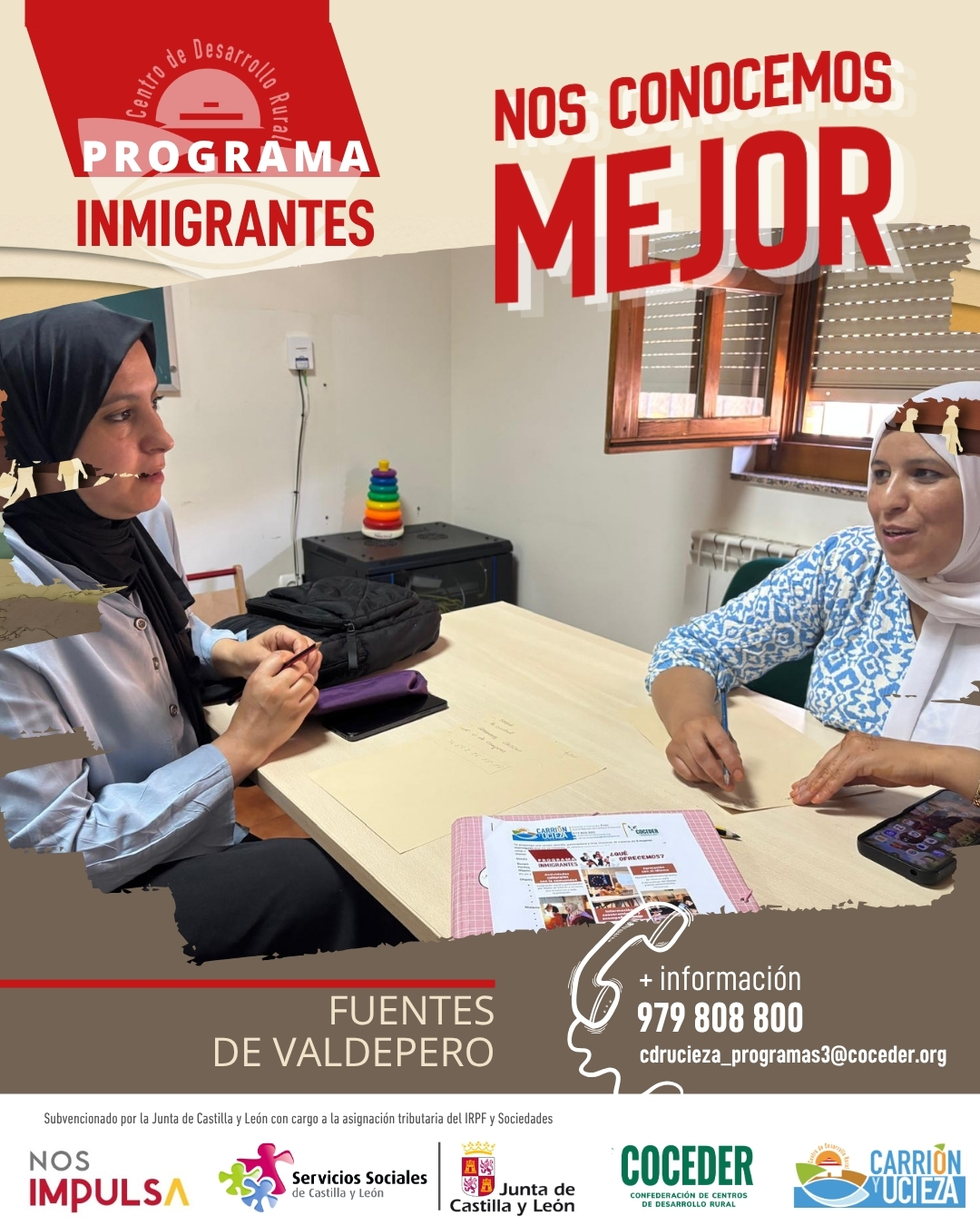 🤝 Nos conocemos mejor
 
El pasado 17 de junio, dos de nuestras usuarias participaron en Fuentes de Valdepero en un taller grupal, participativo y muy vivencial, diseñado para fomentar el conocimiento mutuo y fortalecer los lazos entre ellas.
 
Durante la sesión, compartieron sus experiencias de vida, descubriendo tanto aquello que las une como las diferencias que enriquecen sus historias personales. Un encuentro que favoreció la escucha, la confianza y la convivencia en un entorno cercano y respetuoso.
 
Además, esta actividad sirvió como clase grupal de refuerzo del idioma, permitiéndoles poner en práctica los conocimientos adquiridos hasta el momento de una forma natural, dinámica y participativa.
 
💬 Seguimos creando espacios donde el aprendizaje del español se une a la inclusión social, el intercambio cultural y el desarrollo personal, favoreciendo la integración de las personas que viven en nuestros pueblos.
 
Esta actividad está enmarcada dentro del Programa Crecer en población y en solidaridad subvencionado por la @juntadecastillayleon - Consejería de Familia e Igualdad de Oportunidades y que está financiado con cargo a la asignación tributaria del 0,7% de los Impuestos sobre la Renta de las Personas Físicas y sobre Sociedades para la realización de programas de interés general. Promueve @coceder_rural
