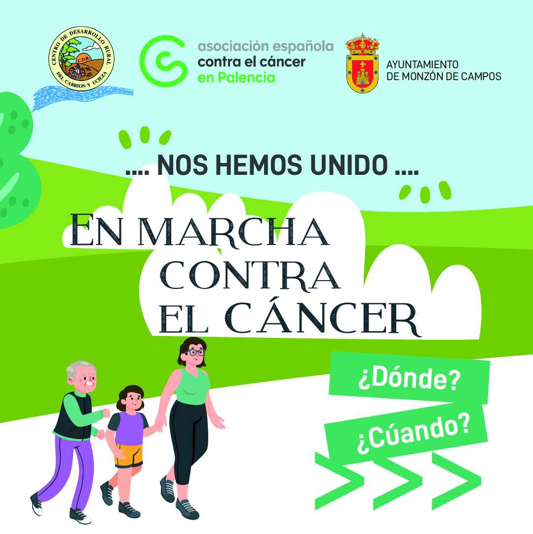 Desde el CDR Carrión y Ucieza, con la colaboración de la Asociación contra el cáncer de palencia y del #Ayuntamiento de Monzón de Campos, en Palencia ..NOS HEMOS UNIDO... EN MARCHA CONTRA EL CÁNCER. ¡No puedes faltar! #PalenciaRural #MarchaCáncer #MonzóndeCampos #RutaAccesible #JuntosesMejor