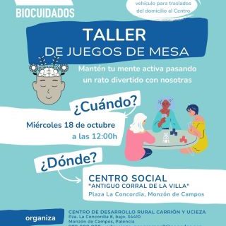 Miniatura. Biocuidados. Taller de juegos de mesa en monzón de campos.